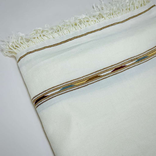Half White Wool Shawl – 100% Pure & Timeless