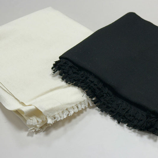 Premium 100% Wool Shawl – Half White & Black | Soft, Warm & Elegant